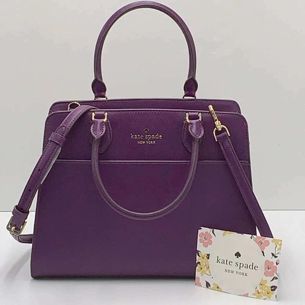 Kate Spade Madison Saffiano Leather Medium Satchel
COLOR:
Ripe Plum 
NWT_3